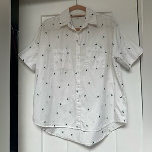 Madewell Women’s White Shirt with GreenCactus Accents